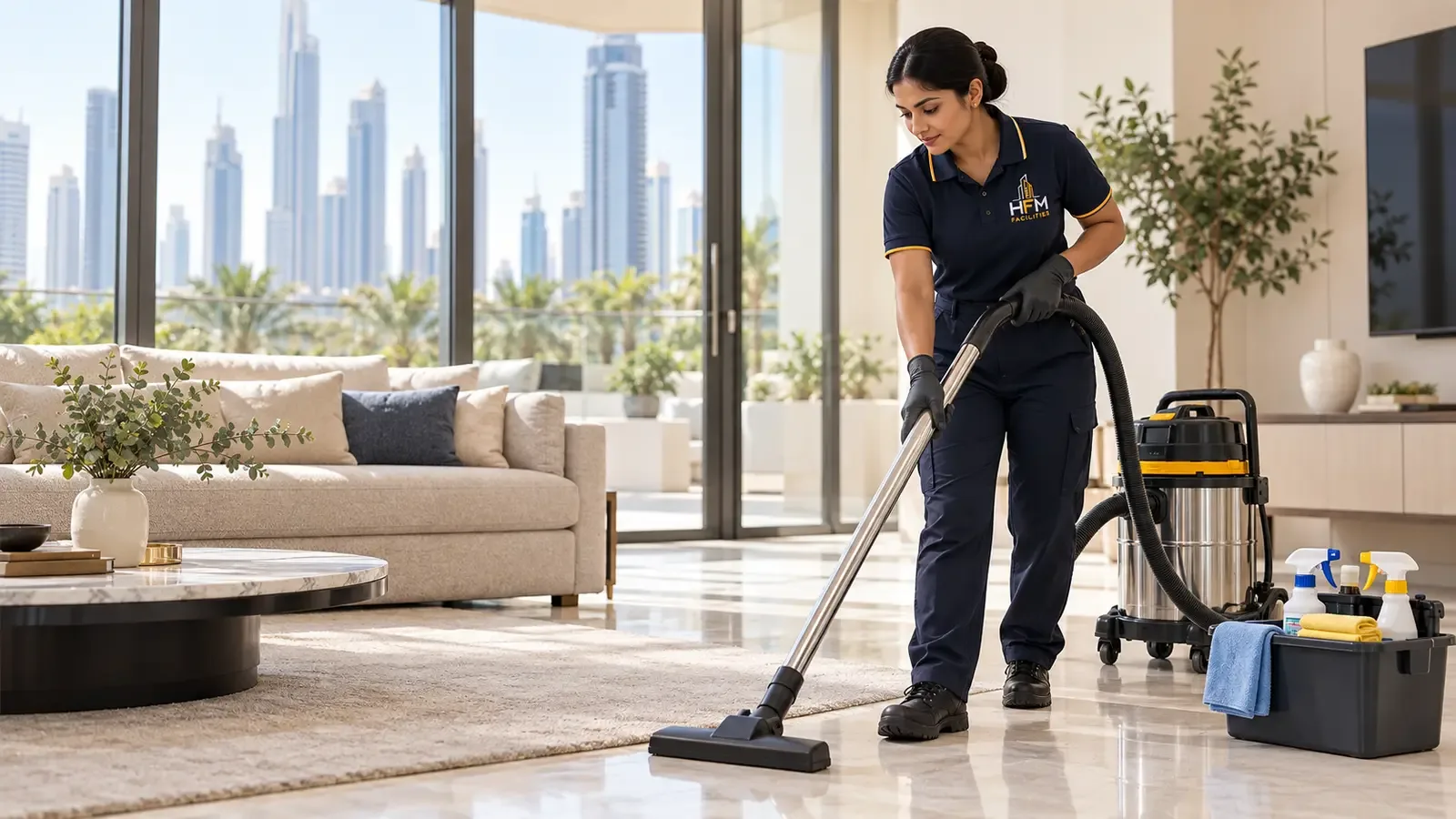 Home, apartment and deep cleaning services by HFM Facilities in Dubai.